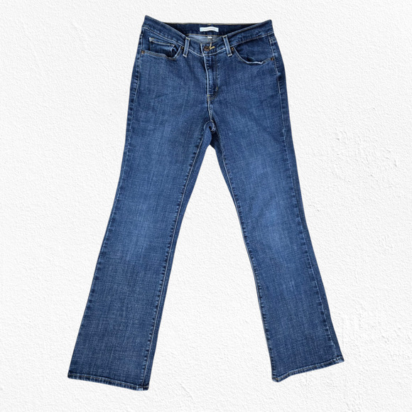 Levi's Dark Wash Mid Rise Classic Stretchy Flare Leg Bootcut Jeans Size 8 - Picture 2 of 9